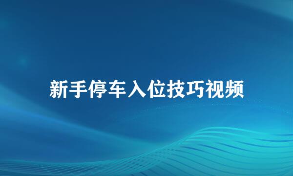新手停车入位技巧视频
