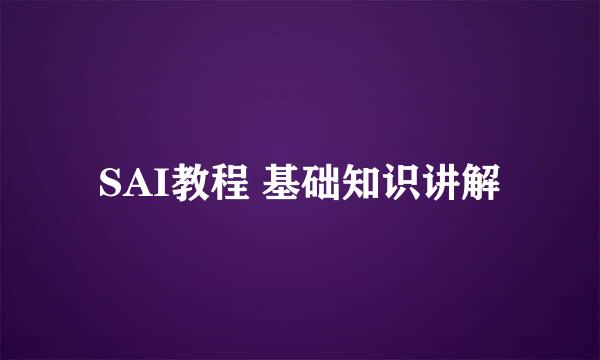 SAI教程 基础知识讲解