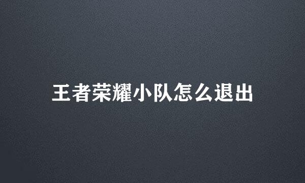 王者荣耀小队怎么退出