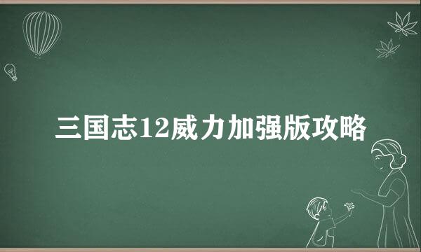 三国志12威力加强版攻略