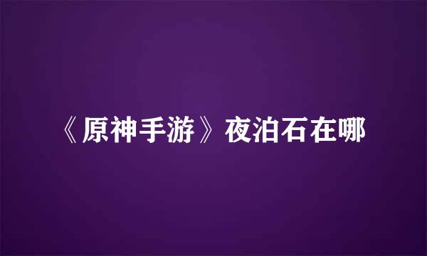 《原神手游》夜泊石在哪 