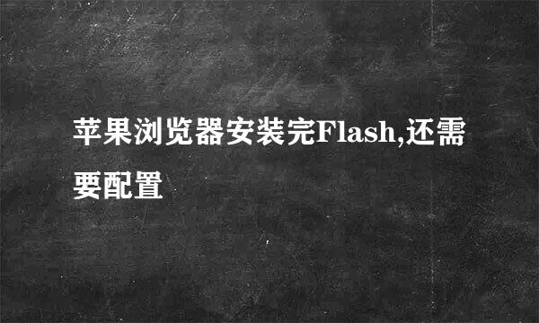 苹果浏览器安装完Flash,还需要配置