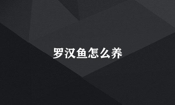 罗汉鱼怎么养
