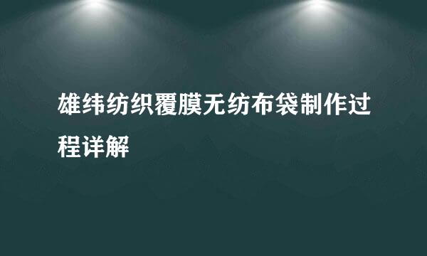 雄纬纺织覆膜无纺布袋制作过程详解