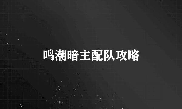 鸣潮暗主配队攻略