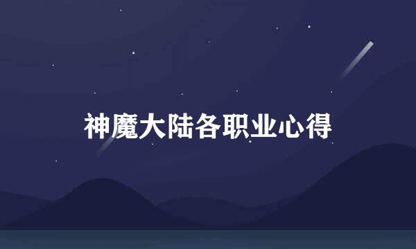 神魔大陆各职业心得