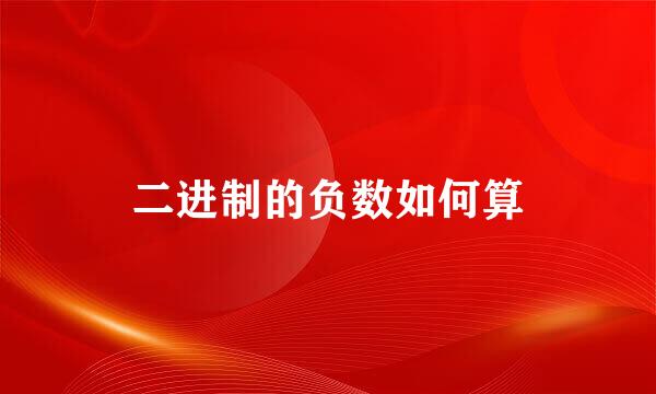 二进制的负数如何算