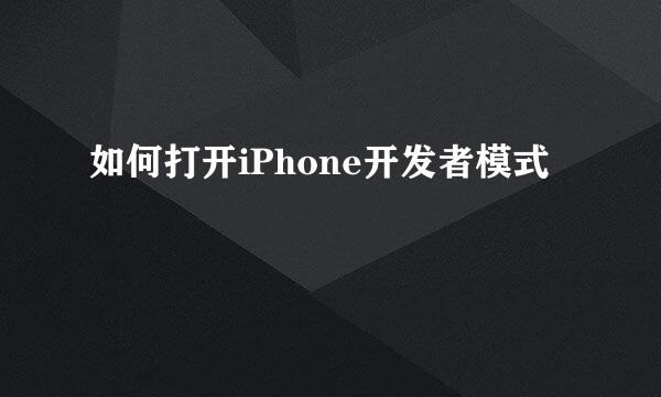 如何打开iPhone开发者模式