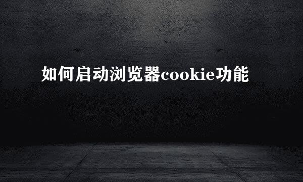 如何启动浏览器cookie功能