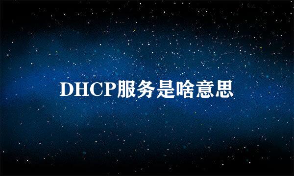 DHCP服务是啥意思