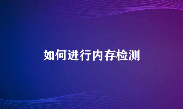 如何进行内存检测