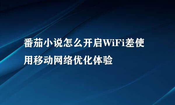 番茄小说怎么开启WiFi差使用移动网络优化体验