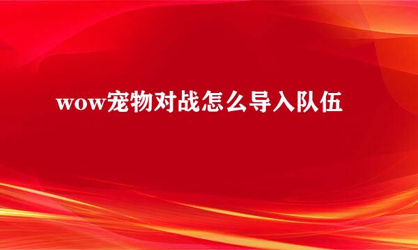 wow宠物对战怎么导入队伍