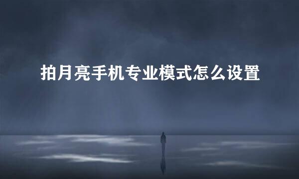 拍月亮手机专业模式怎么设置