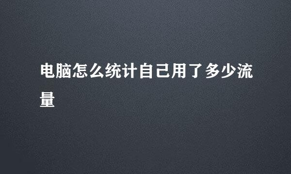 电脑怎么统计自己用了多少流量