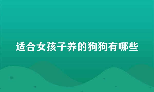 适合女孩子养的狗狗有哪些