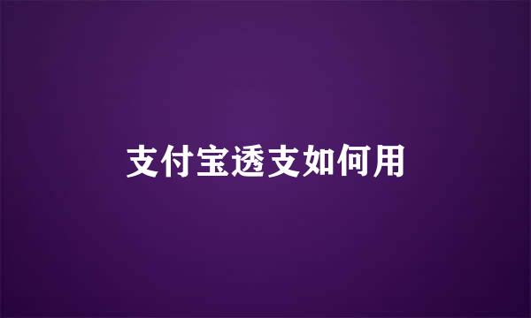 支付宝透支如何用