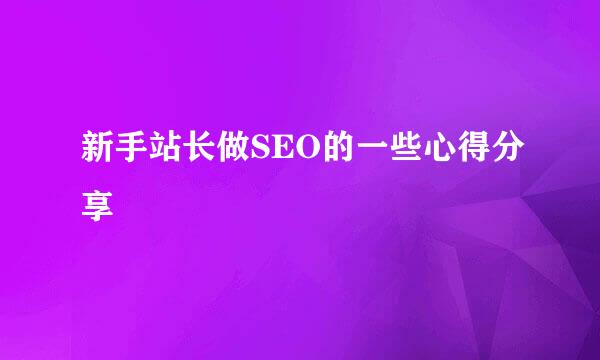 新手站长做SEO的一些心得分享