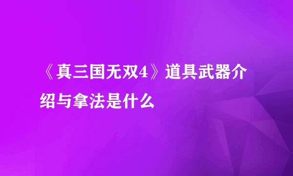 《真三国无双4》道具武器介绍与拿法是什么