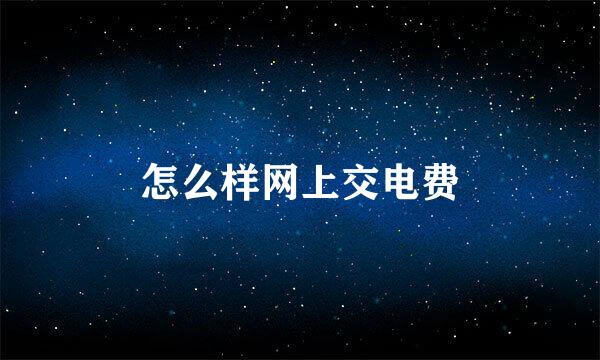 怎么样网上交电费