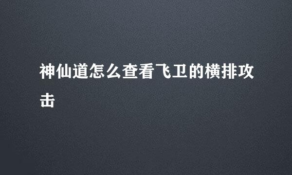 神仙道怎么查看飞卫的横排攻击