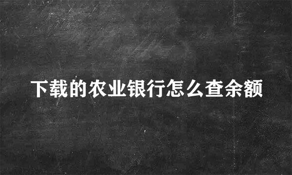 下载的农业银行怎么查余额