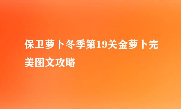 保卫萝卜冬季第19关金萝卜完美图文攻略