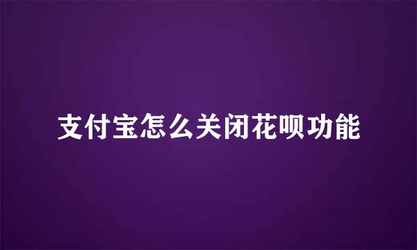 支付宝怎么关闭花呗功能