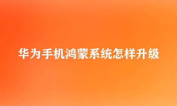 华为手机鸿蒙系统怎样升级