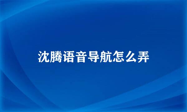 沈腾语音导航怎么弄