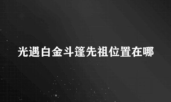 光遇白金斗篷先祖位置在哪