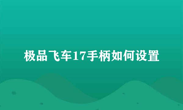 极品飞车17手柄如何设置