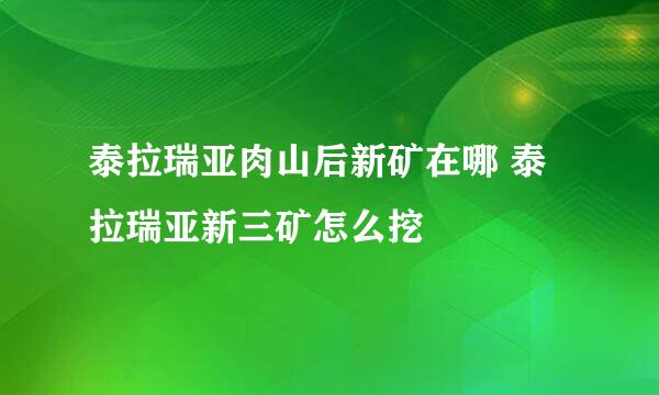 泰拉瑞亚肉山后新矿在哪 泰拉瑞亚新三矿怎么挖