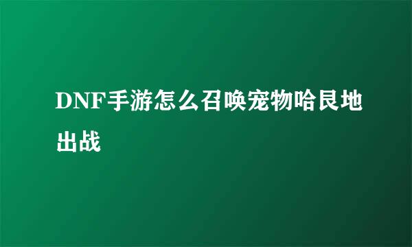 DNF手游怎么召唤宠物哈艮地出战