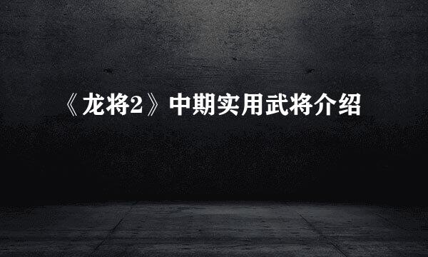 《龙将2》中期实用武将介绍