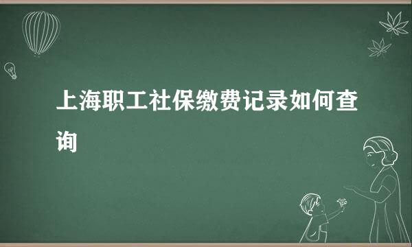 上海职工社保缴费记录如何查询