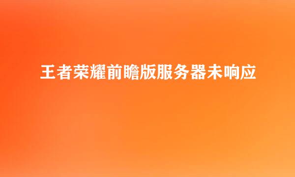 王者荣耀前瞻版服务器未响应