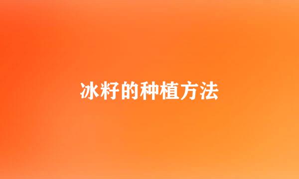 冰籽的种植方法