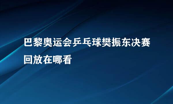 巴黎奥运会乒乓球樊振东决赛回放在哪看