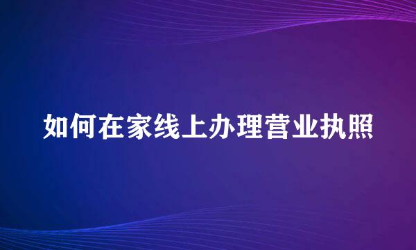 如何在家线上办理营业执照