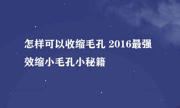 怎样可以收缩毛孔 2016最强效缩小毛孔小秘籍