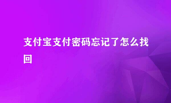 支付宝支付密码忘记了怎么找回