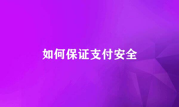 如何保证支付安全