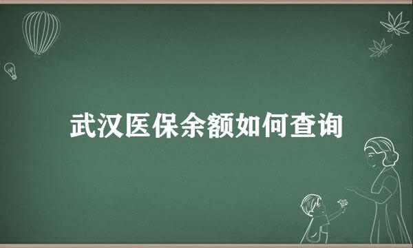 武汉医保余额如何查询