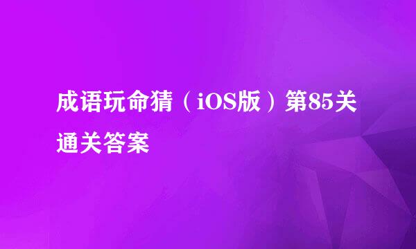 成语玩命猜（iOS版）第85关通关答案
