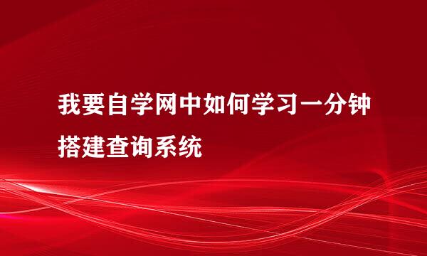 我要自学网中如何学习一分钟搭建查询系统