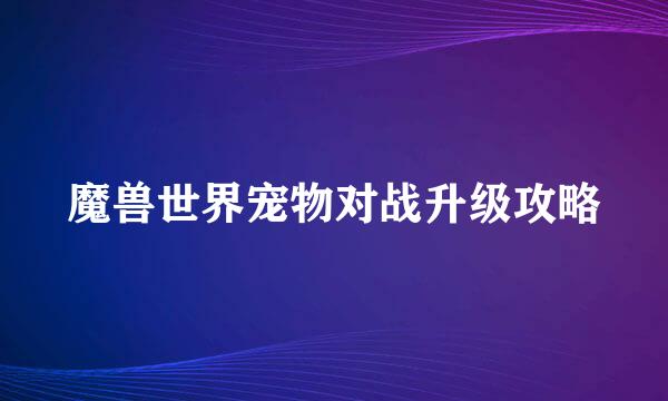 魔兽世界宠物对战升级攻略