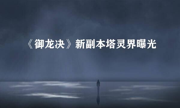 《御龙决》新副本塔灵界曝光