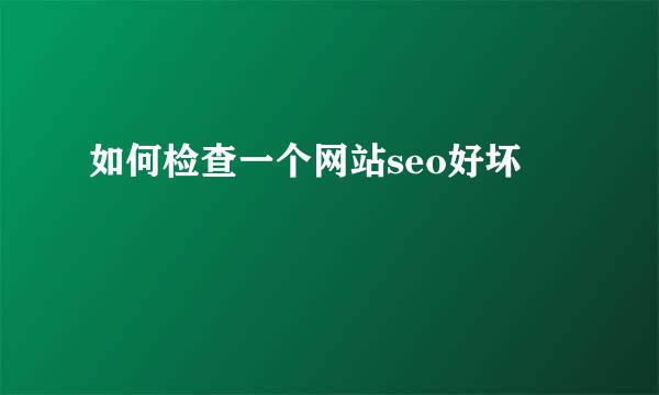 如何检查一个网站seo好坏