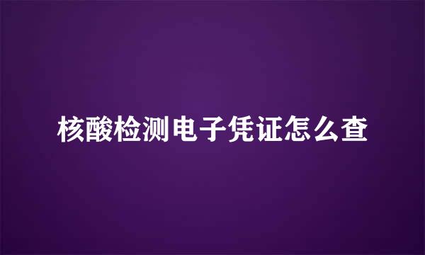 核酸检测电子凭证怎么查